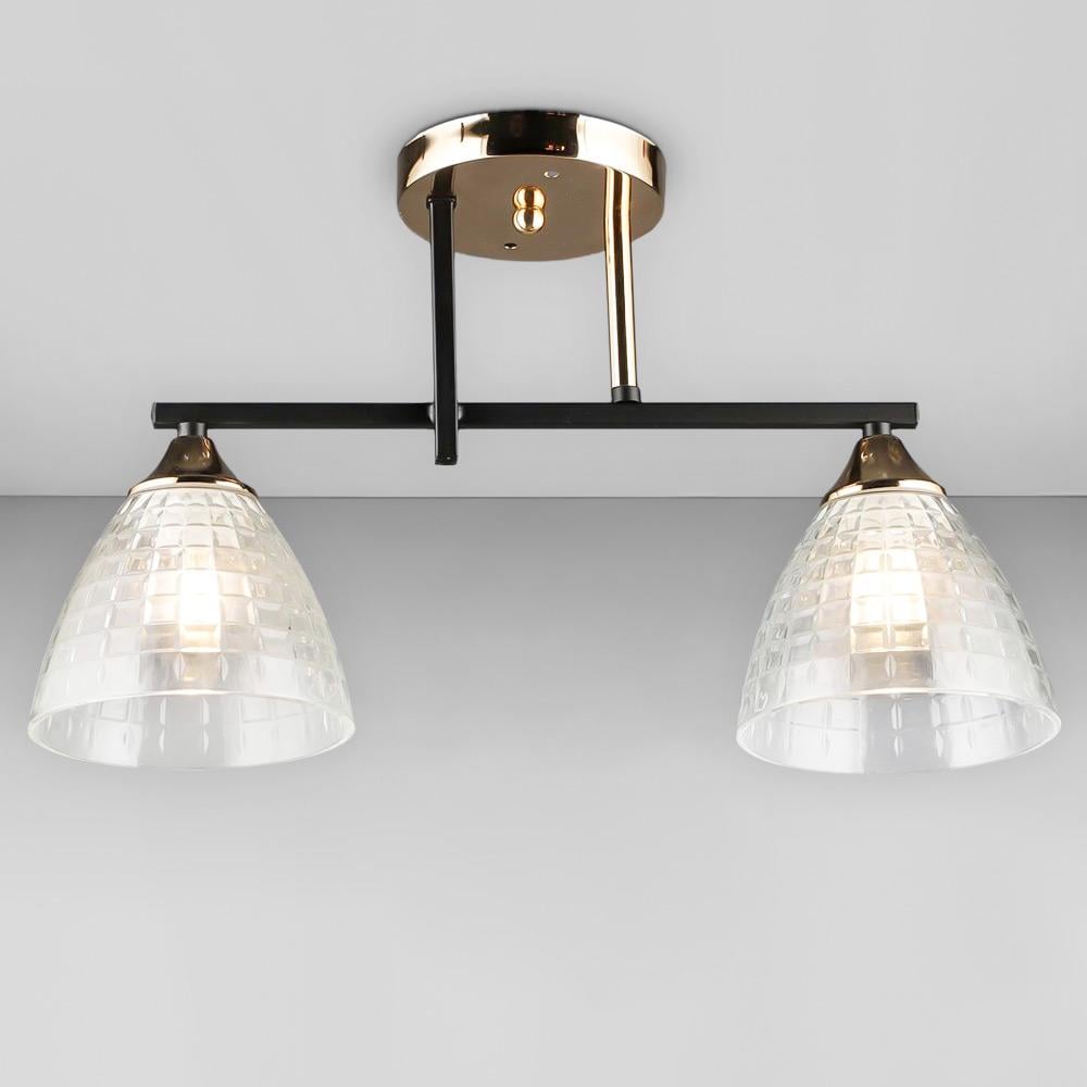 Люстра потолочная Light House SRS-20382/2 BK+FGD прозрачный плафон Золотой/Черный