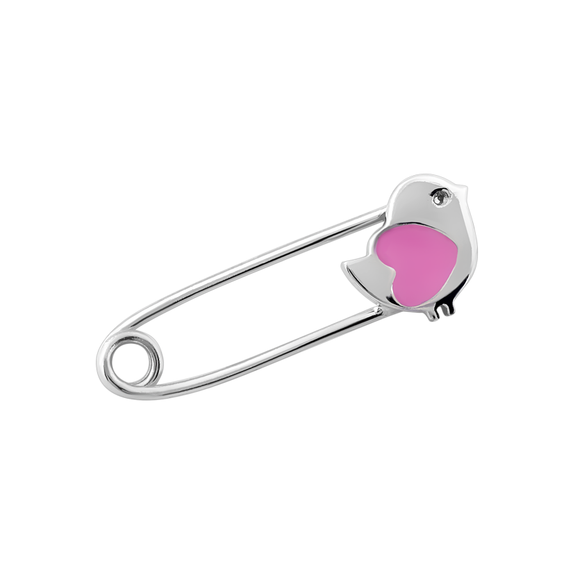 Заколка серебряная Птичка с ярким эмалевым покрытием