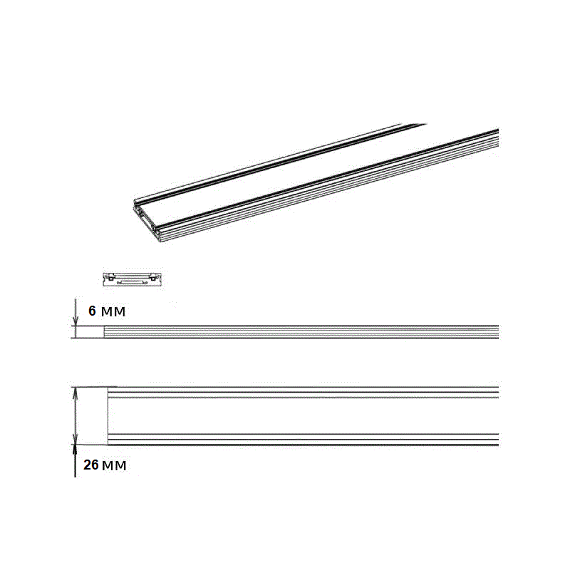 Шина ультратонка ULTRA SLIM магнітна накладна 200 см Білий (34084_2) - фото 4