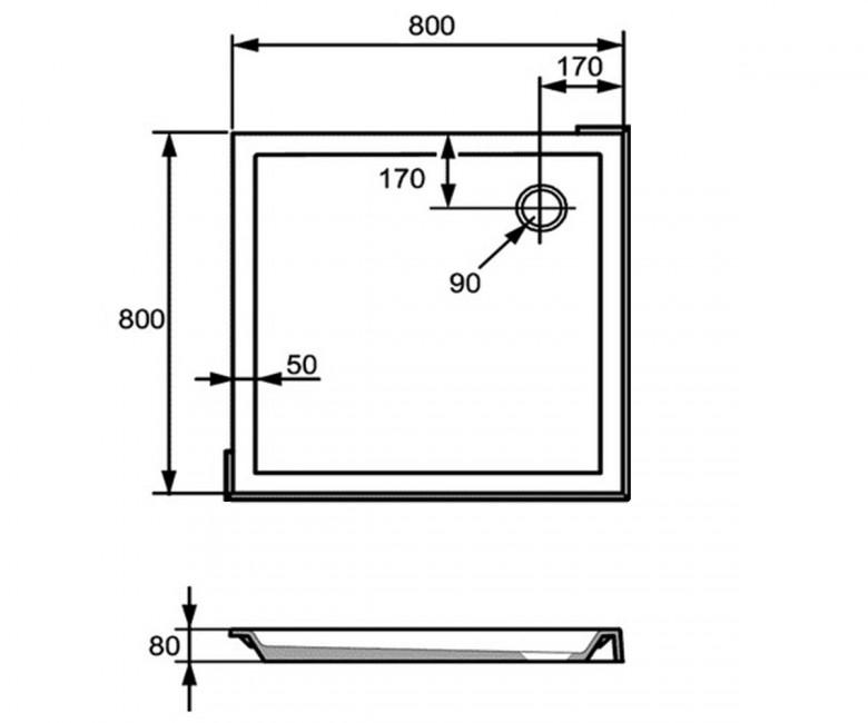 Піддон для душу HUPPE Verano 235010.055 із штучного каменю 80x80x8 см (113910) - фото 2