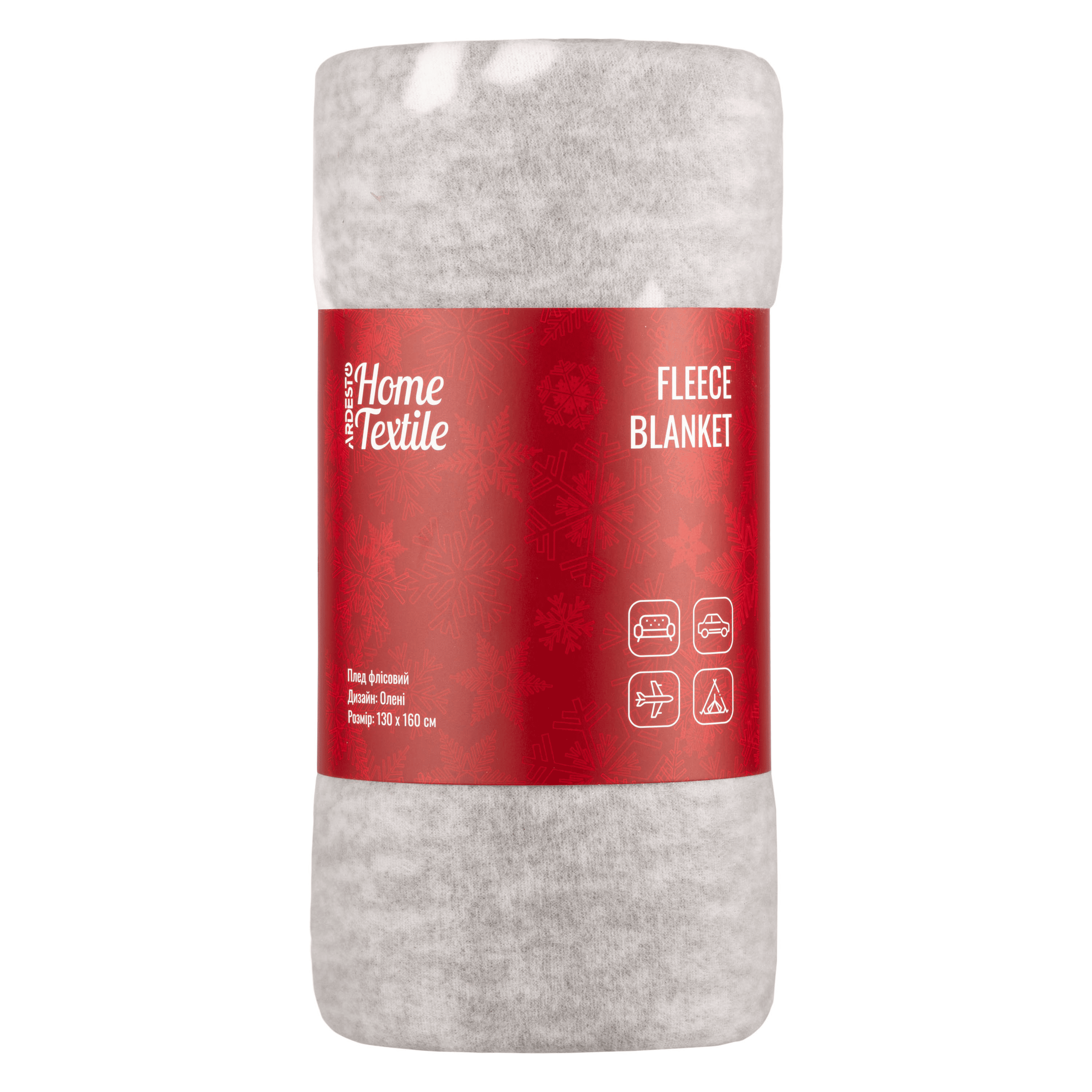 Плед м'який флісовий Christmas Fleece Олені зі 100% поліестеру 130x160 см Сірий (ART0716PB)