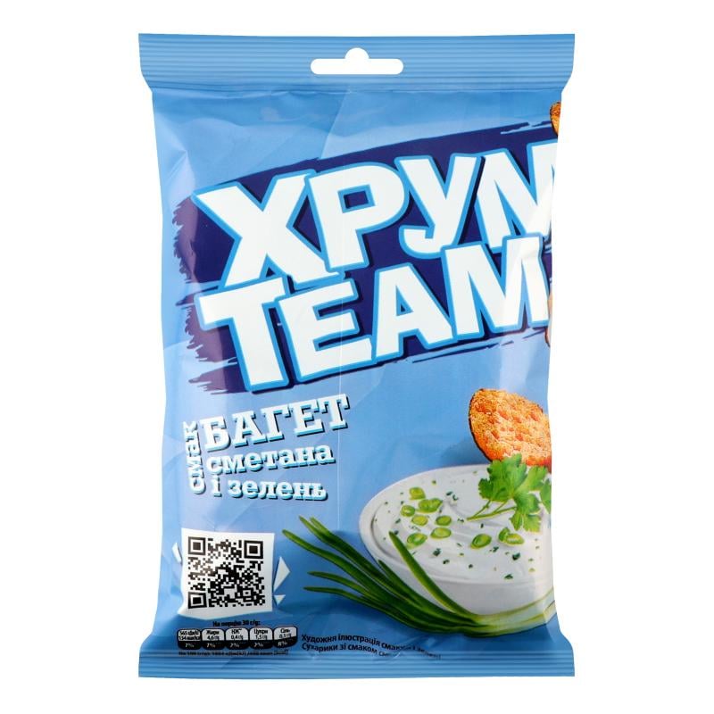Сухарики ХрумTeam Сметана і зелень Багет 60 г (4823063127110)