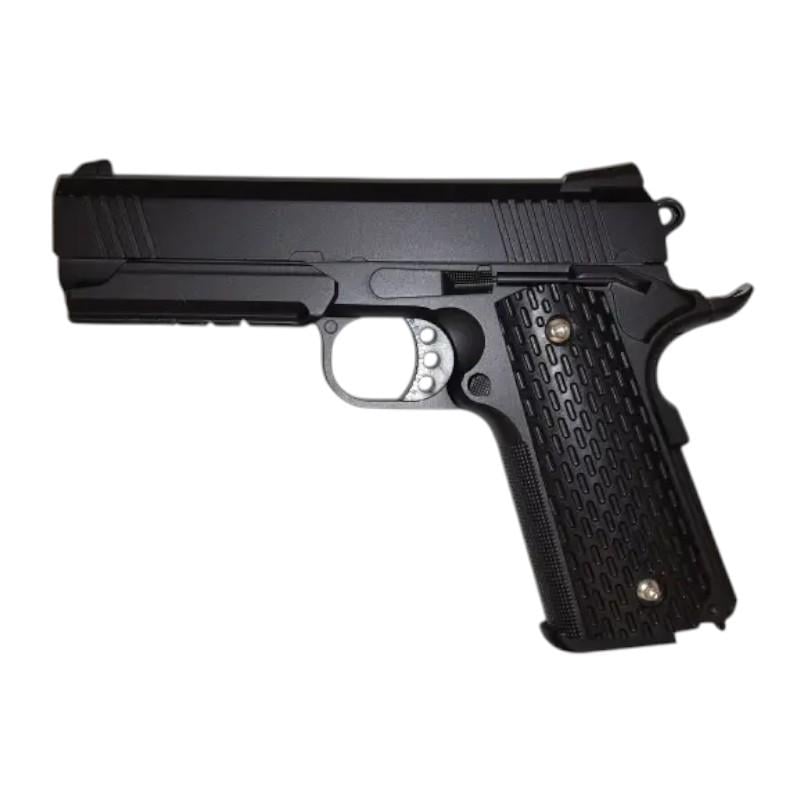 Пістолет дитячий металевий Galaxy G.25 Colt 1911 Rail пружинний кульки 6 мм Чорний