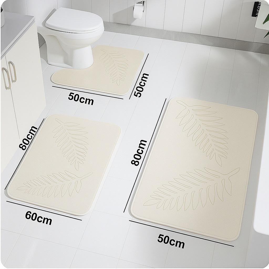 Набір килимків для ванної та туалету Листя з ефектом пам'яті 3 шт. Бежевий (7802800) - фото 4 Набір килимків для ванної та туалету Листя з ефектом пам'яті 3 шт. Бежевий (7802800) - фото 4