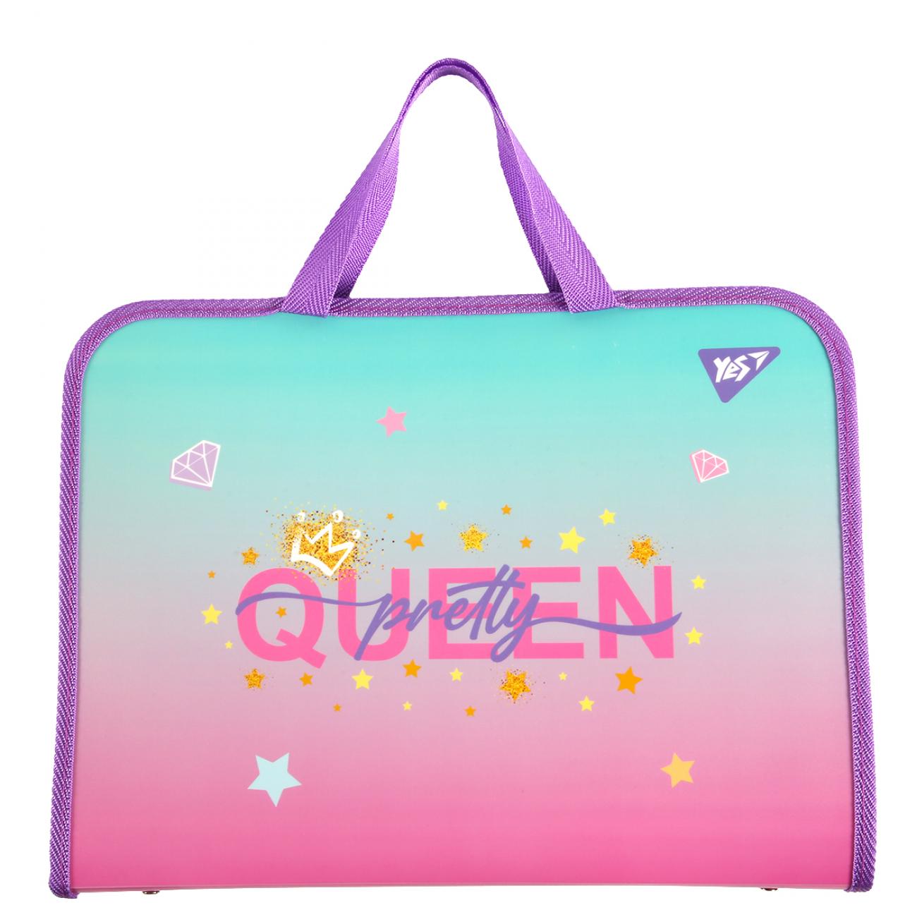 Папка-портфель школьный YES FC Glamour на молнии с тканевыми ручками (492312)