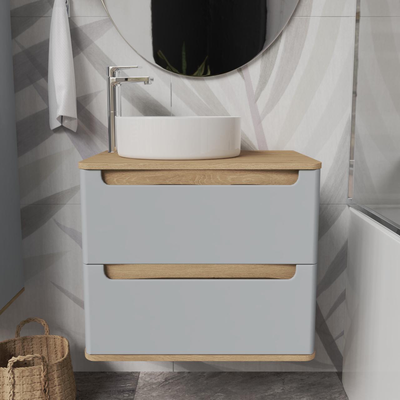 Тумба под раковину со столешницей без выреза MVK Vostok Terra 55 В2 эмаль 55х45х50 см Серый матовый (tr255gr)