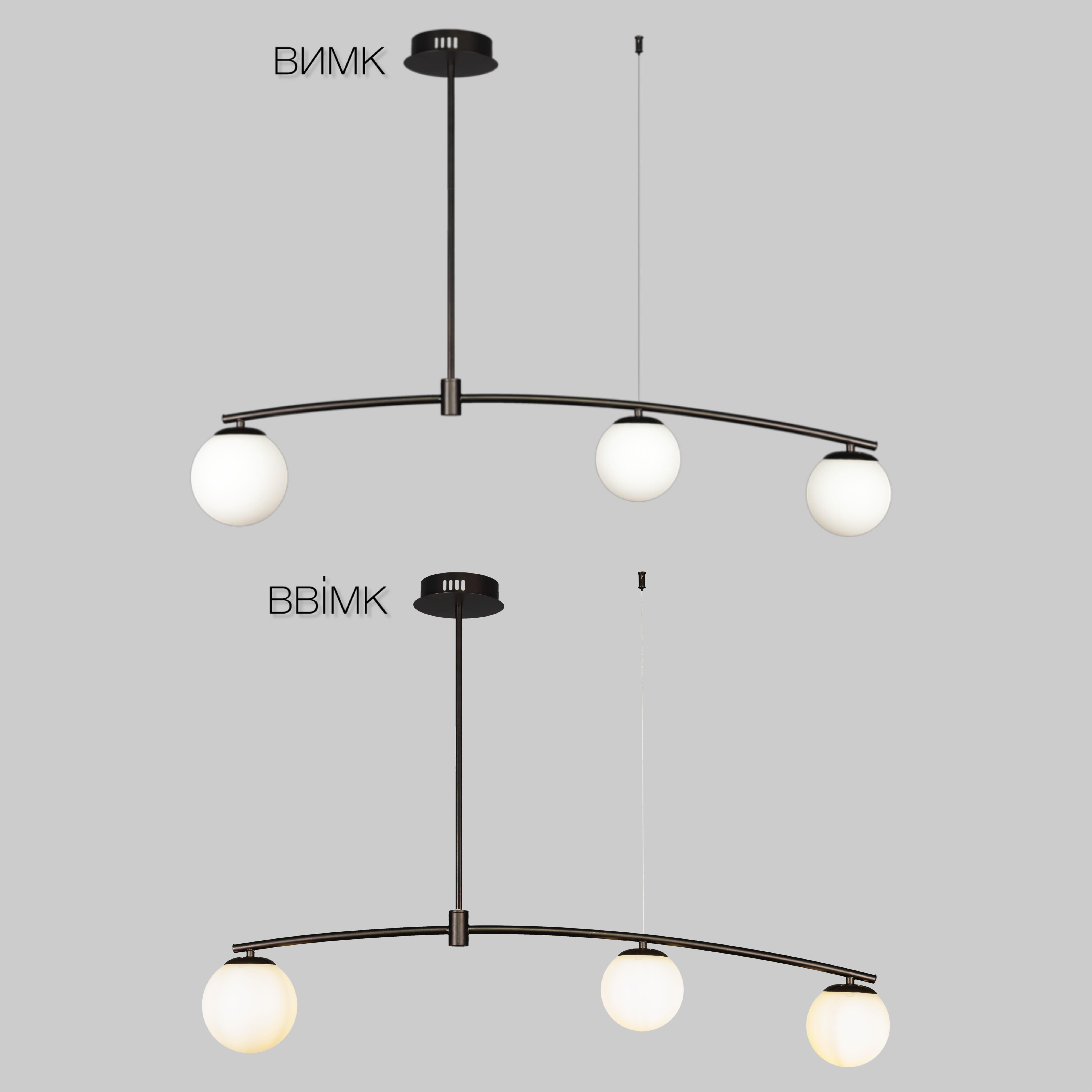 Люстра на 3 плафони Чорний/Білий (52-9827-3 BK+WH) - фото 2 Люстра на 3 плафони Чорний/Білий (52-9827-3 BK+WH) - фото 2