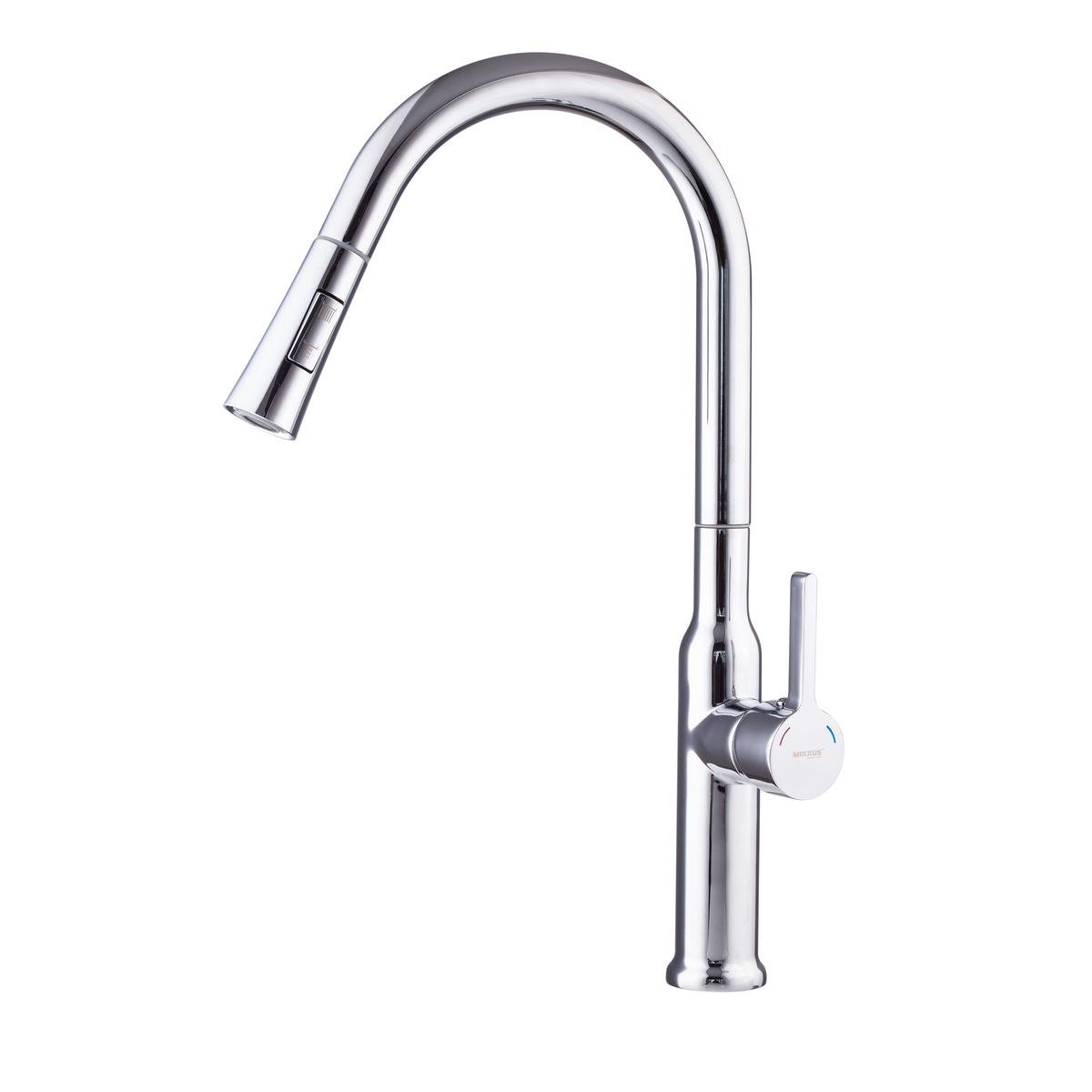 Змішувач на кухню з висувним виливом одноважільний MIXXUS 014 латунь Хром (b-MI6958) - фото 4