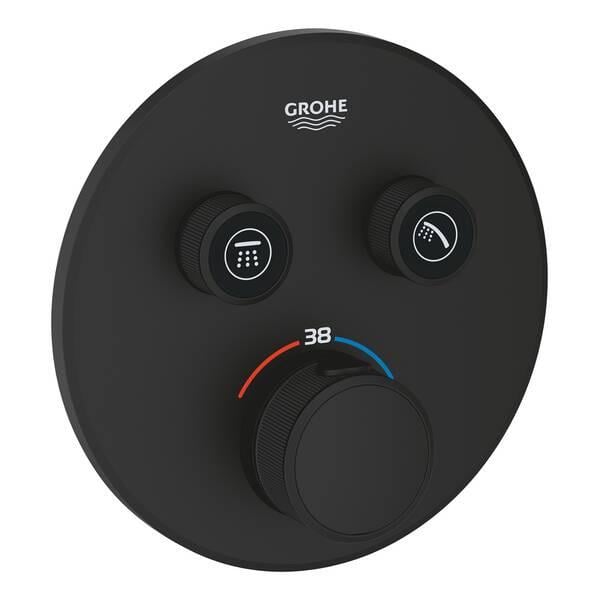 Змішувач прихованого монтажу для душу Grohe Grohtherm SmartControl 29507KF0 з термостатом на 2 споживачі Чорний