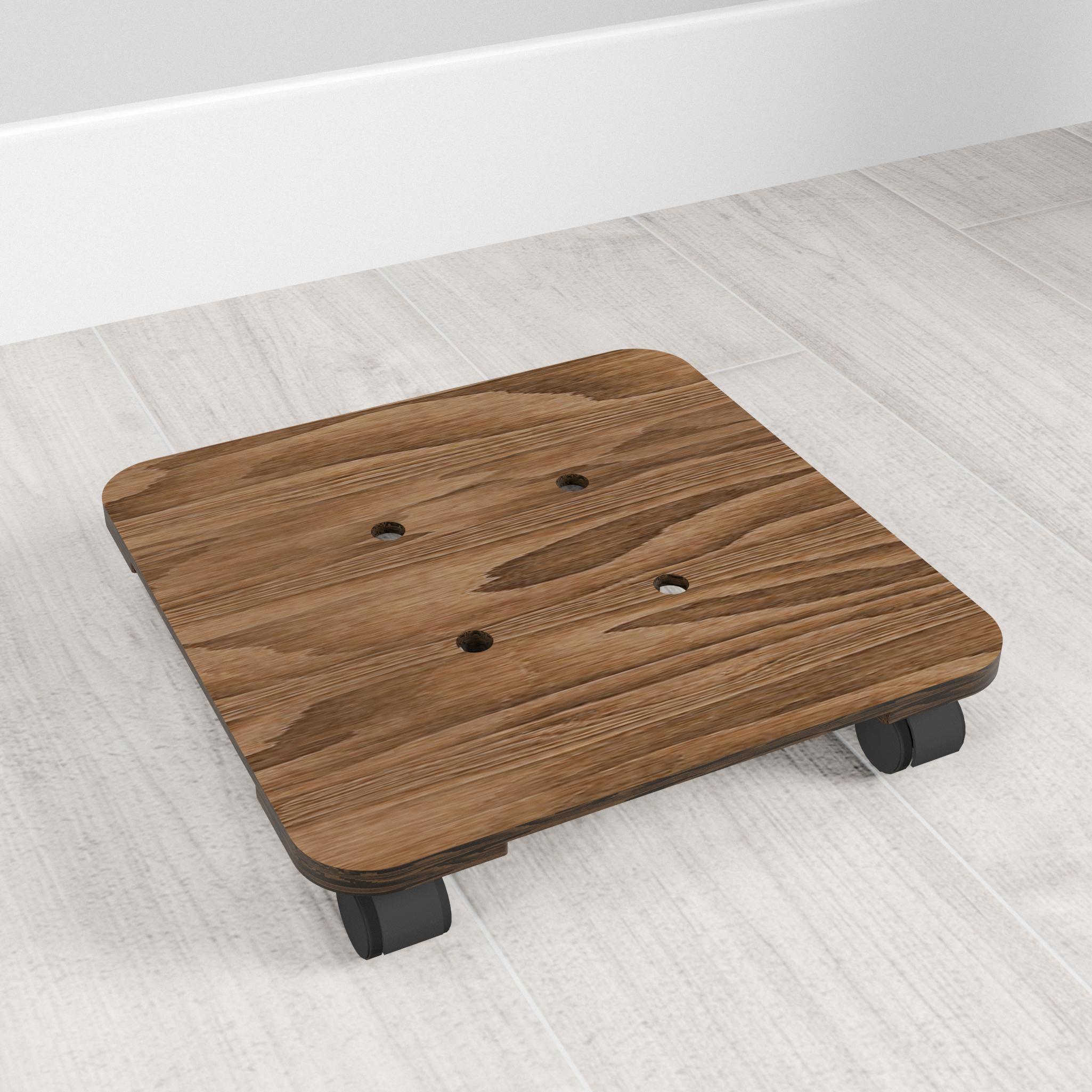 Подставка для цветов напольная на колесах квадратная 25 см (25622124) - фото 2