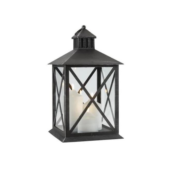 Подсвечник-фонарь LED 23x23x40 см стекло/полипропилен Черный (b97719db)