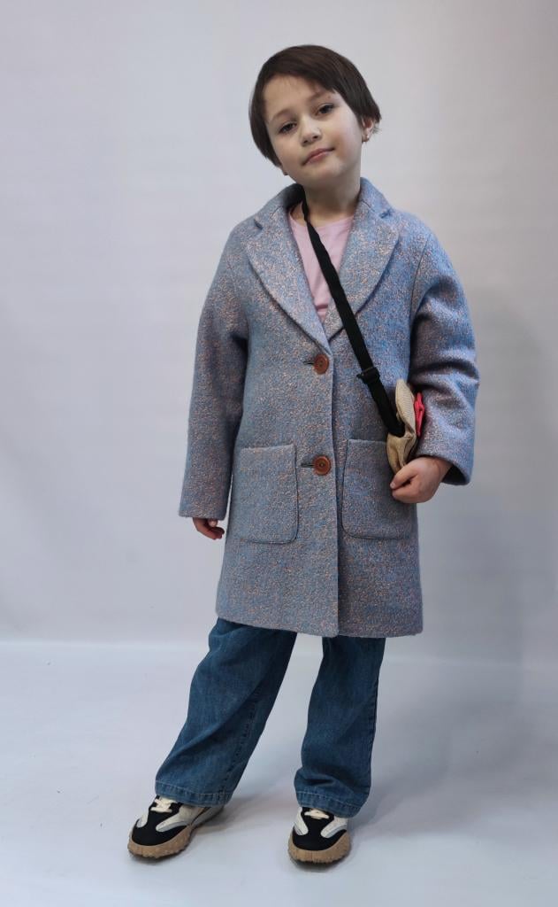Пальто для дівчинки демісезонне 122-128 см Сіро-блакитний - фото 3 Пальто для дівчинки демісезонне 122-128 см Сіро-блакитний - фото 3