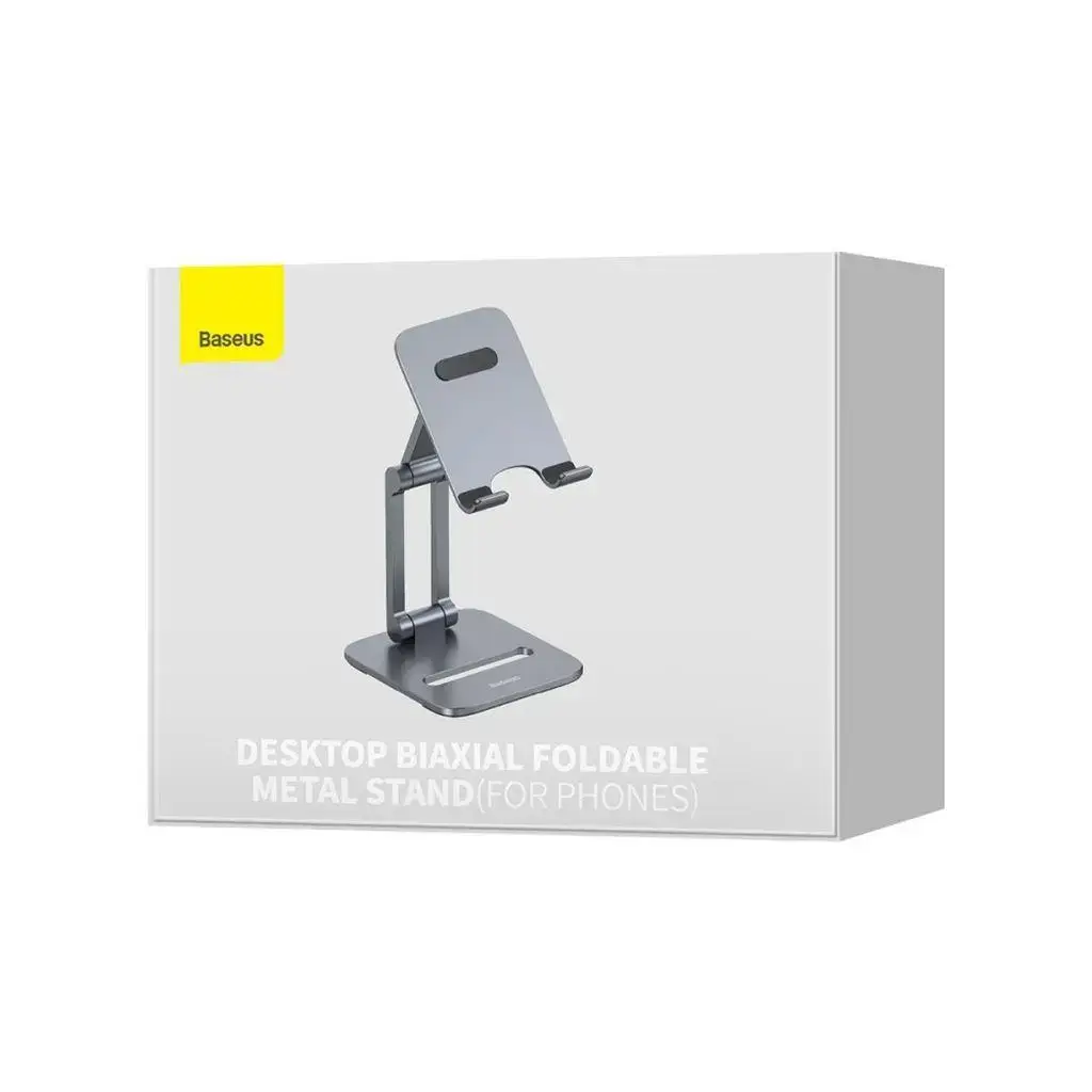 Подставка для телефона и планшета BASEUS Desktop Biaxial Foldable Metal Stand LUSZ000013 настольная Grey - фото 3