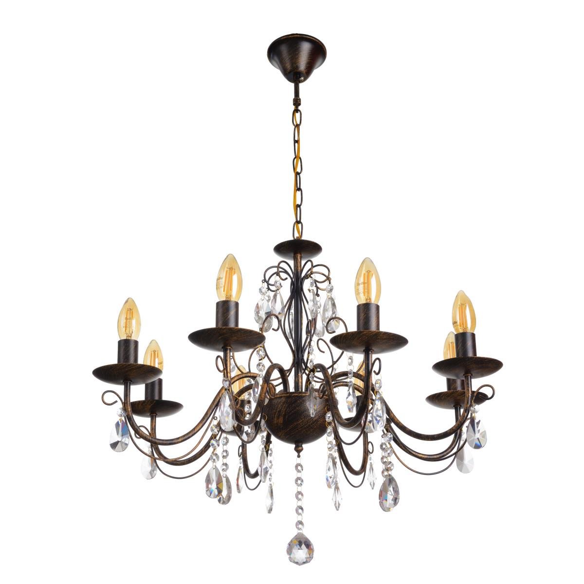 Люстра Brille свеча черная подвесная на 8 лампочек BCL-734S/8 E14 BK/G