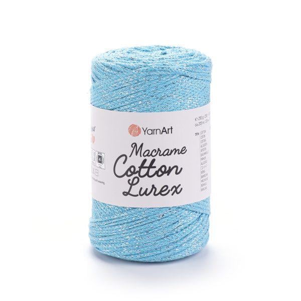 Шнур плетеный Macrame Cotton Lurex 2 мм Голубой люрекс серебро №733 (2299732679)