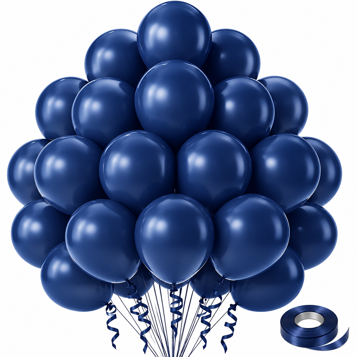 Набор шаров Luftballons 30 см 50 шт. и лента Темно-синий матовый (SKU-490)