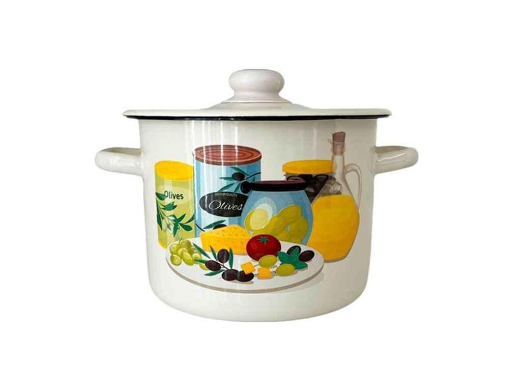 Кастрюля эмалированная Idilia Империя оливок 4,5 л Молочный (I1615)