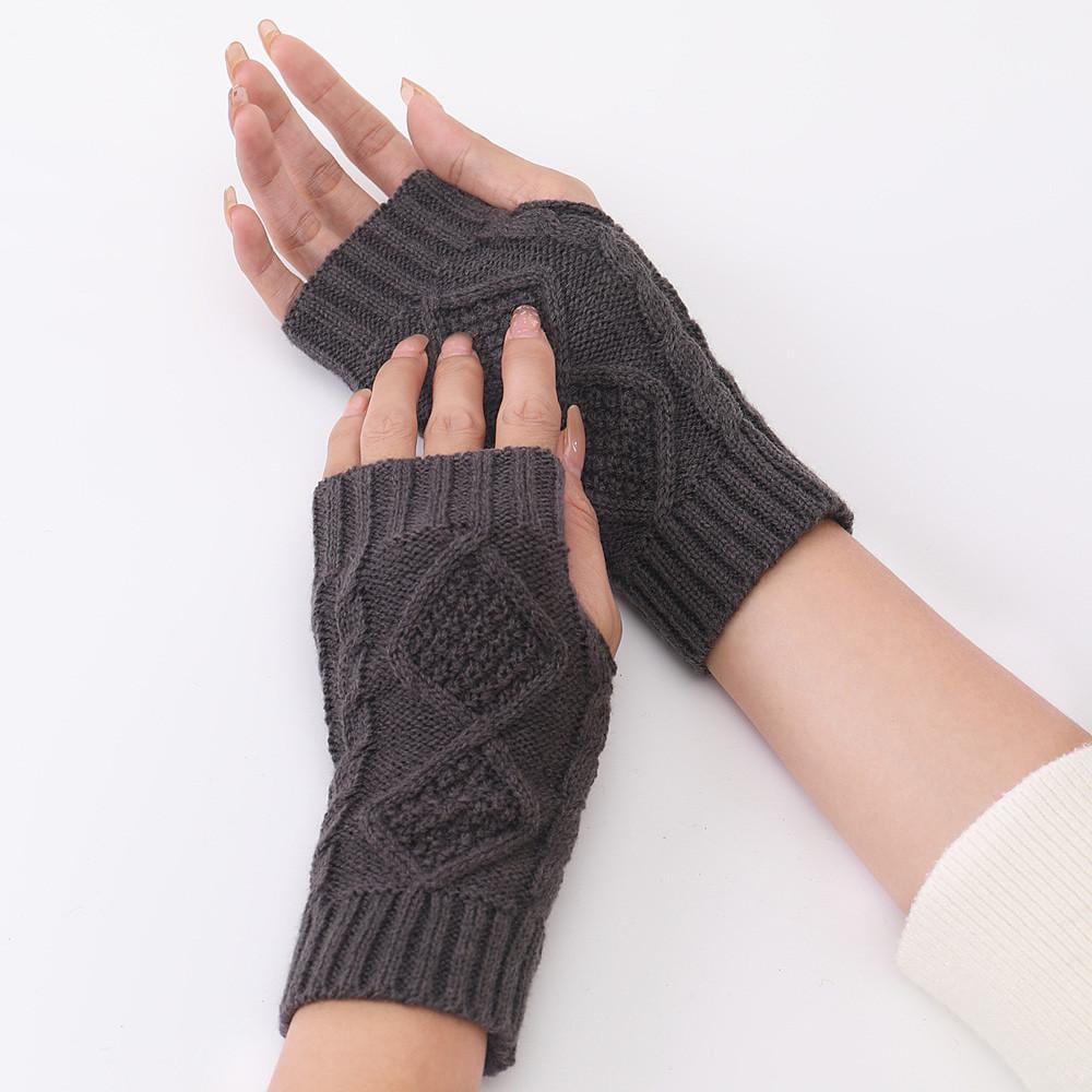 Митенки вязаные с ромбами One size Темно-серый (2427) - фото 2 Митенки вязаные с ромбами One size Темно-серый (2427) - фото 2