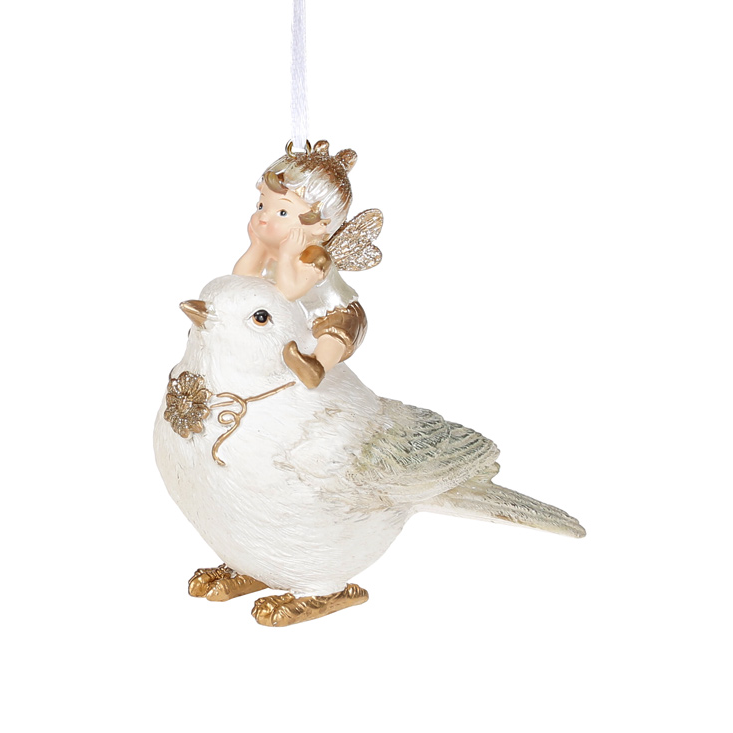 Фигурка новогодняя подвесная BonaDi Птичка с феей (838-292)
