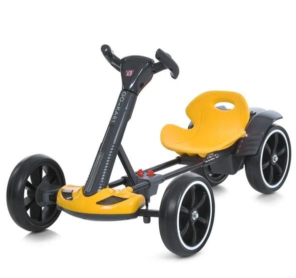 Електромобіль дитячий складний Go-Kart з акумулятором з пультом Жовтий (563756)