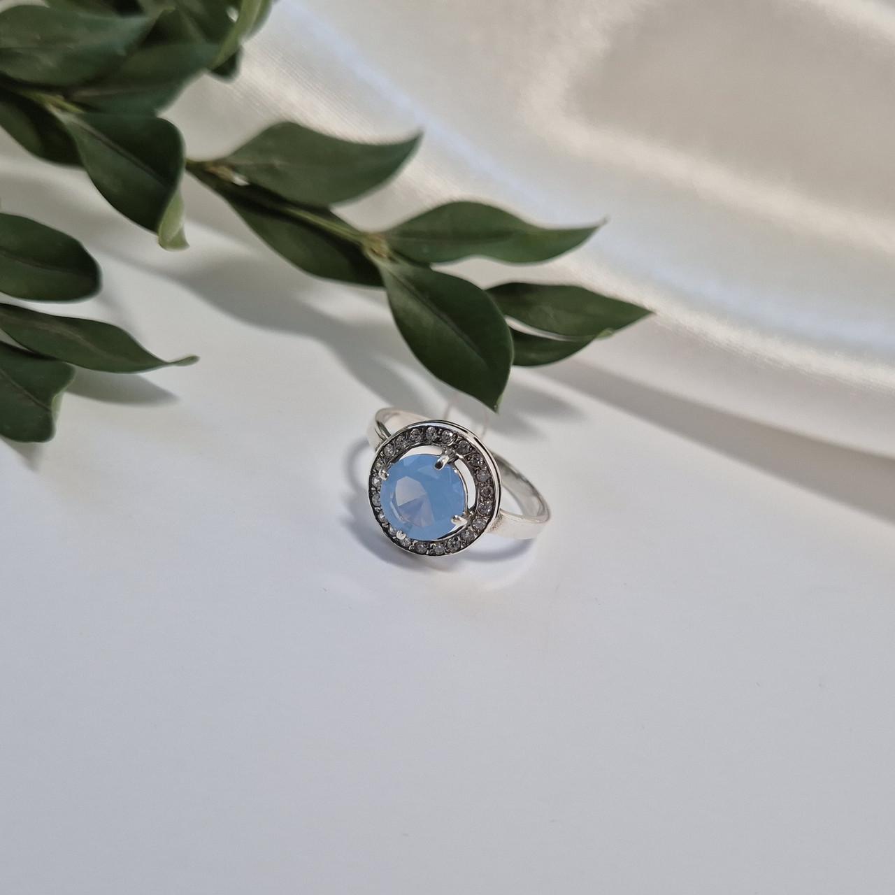 Кольцо круг с лунным камнем серебро 925 пробы 1,80 г р. 16 (11090лун)