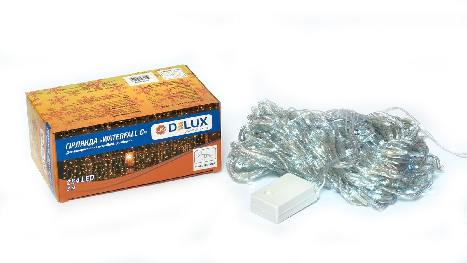 Гирлянда внутренняя Delux Waterfall С 264 LED IP20 3х2 м Белый/Прозрачный (90018004)