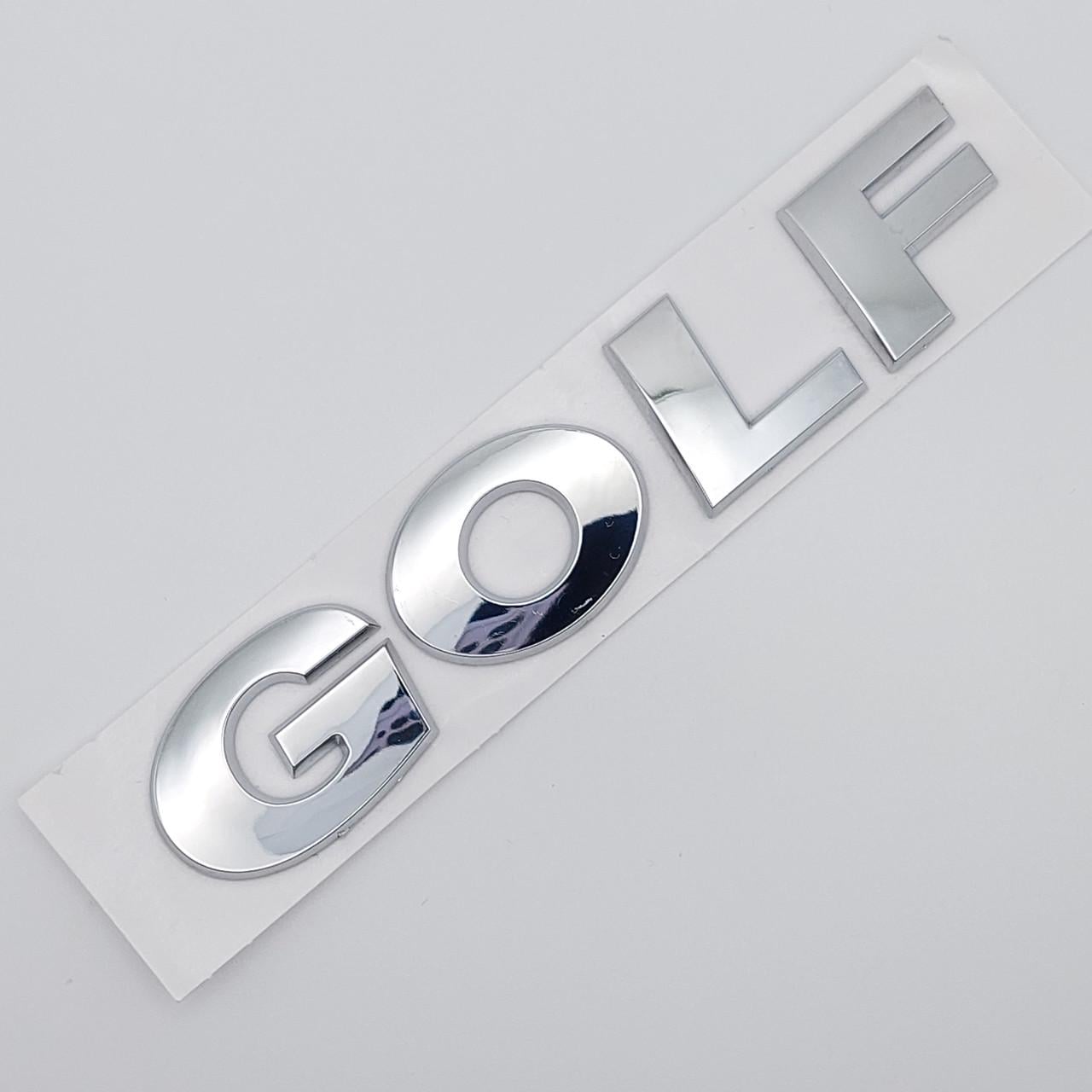 Эмблема надпись Golf Volkswagen ABS 12х2,3 см Хром глянцевый (1759802254)