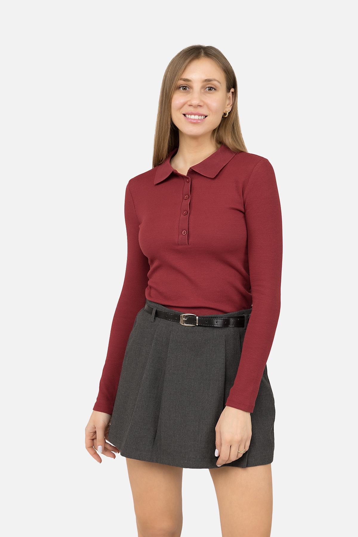 Футболка с длинным рукавом женская ЦБ-00270237 р. 48 Бордовый (SKT001045855)