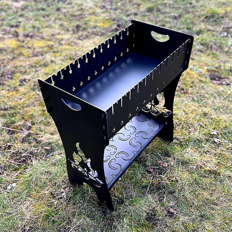 Мангал разборной высокий металлический на ножках Премиум на 10 шампуров 63х32х70 см Черный