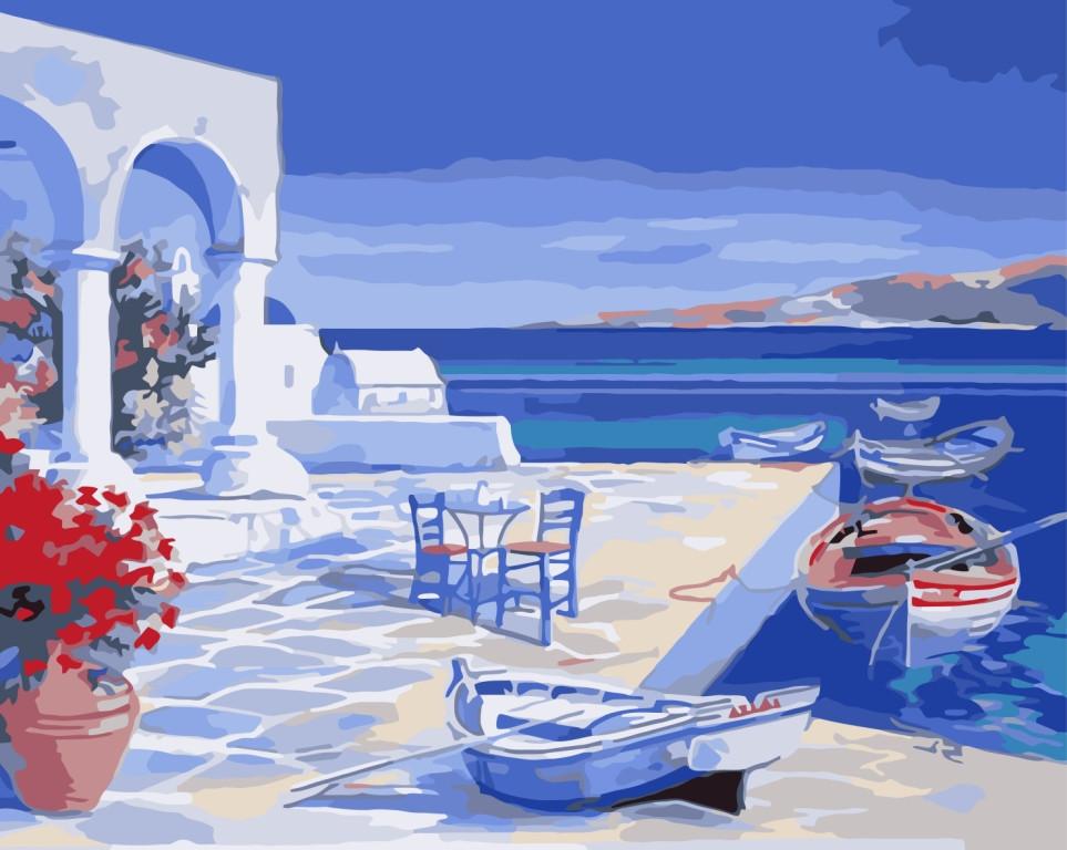 Картина по номерам Идейка Лазурь Санторины 40x50 см (skl-КНО2140)