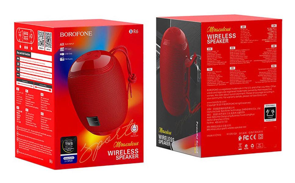 Портативная колонка Borofone BR6 Miraculous Sports Speaker Красный (BR6R) - фото 2