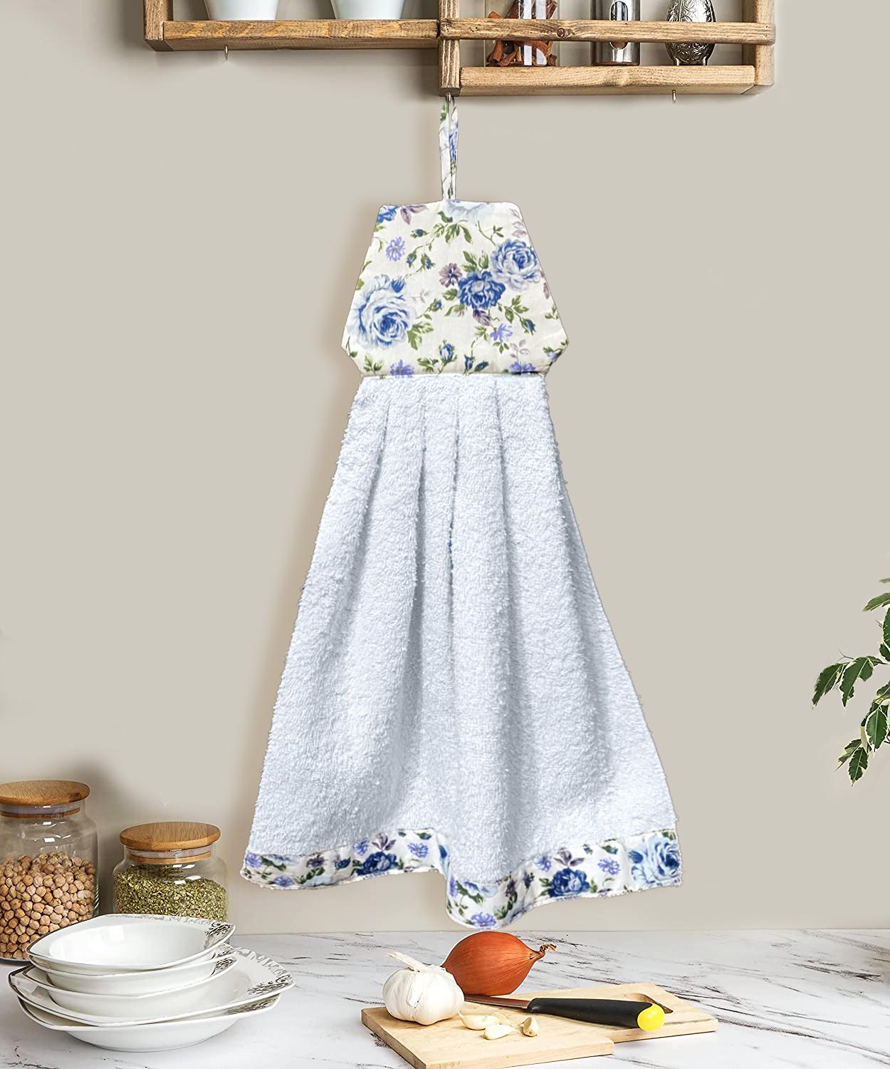 Набор кухонных полотенец Zastelli Платье с цветами махровые 34x50 см 4 шт. Голубой (21073)