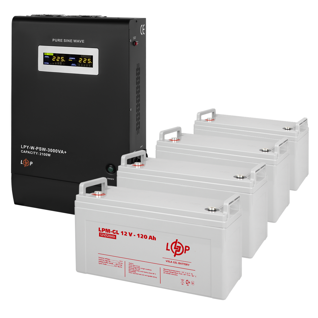 Комплект резервного питания LogicPower ИБП гелевая батарея UPS W3000 АКБ GL 5760W