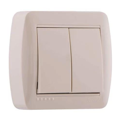 Выключатель накладной двухклавишный Кремовый Lezard Demet (27549596)