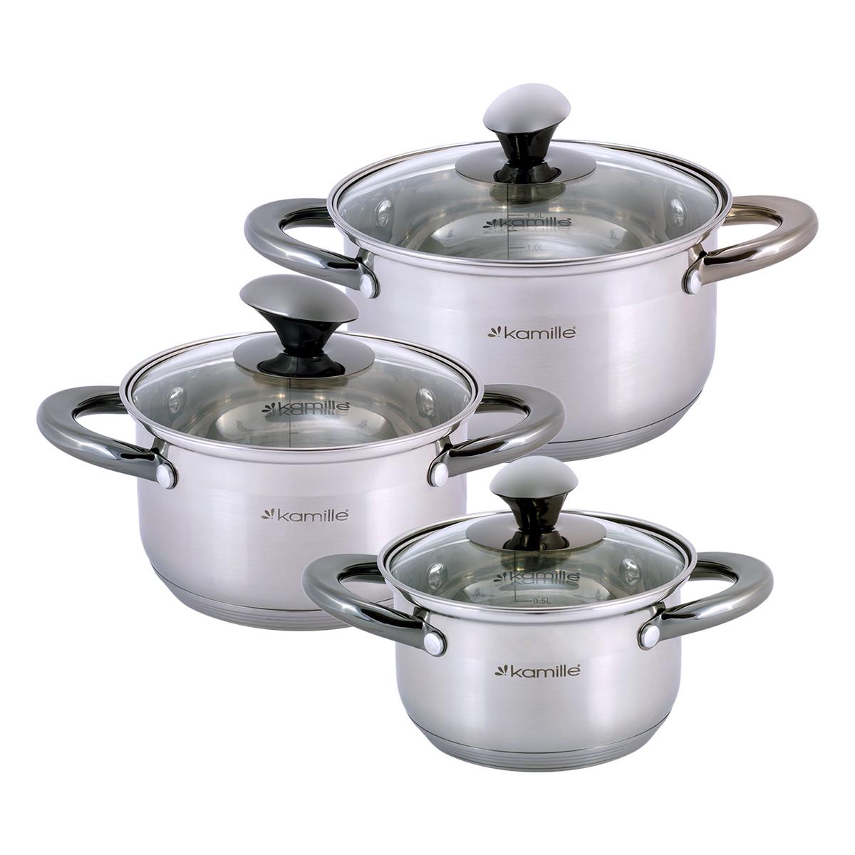 Набір каструль Kamille KM-4926 з нержавіючої сталі 6 пр. (6-84-4926)
