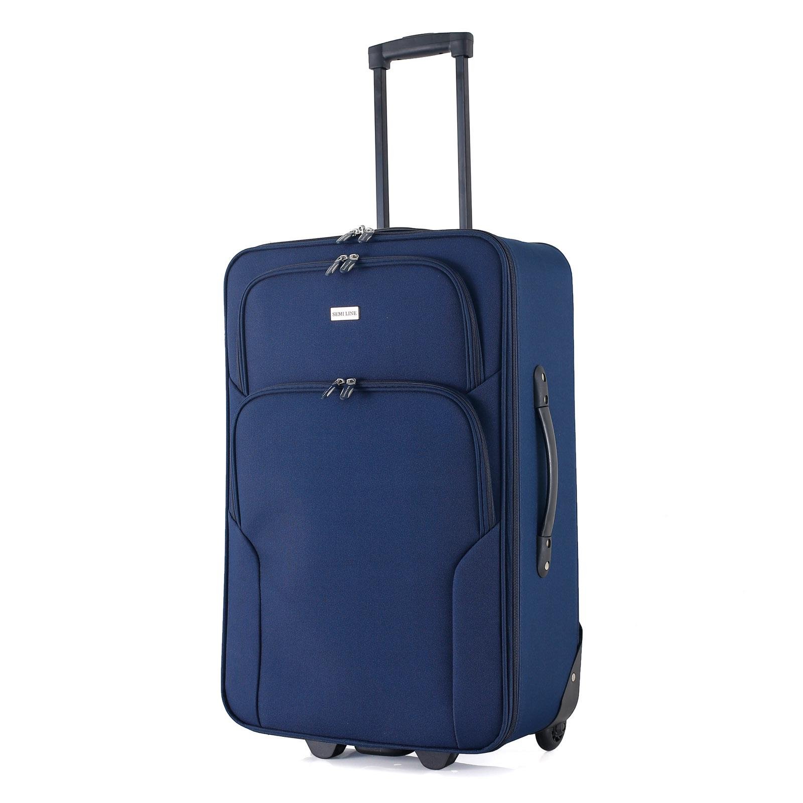 Валіза SEMI LINE 24" на 2 колесах поліестер 600D захищені колеса та 2 кишені об'єм 50 л Синій