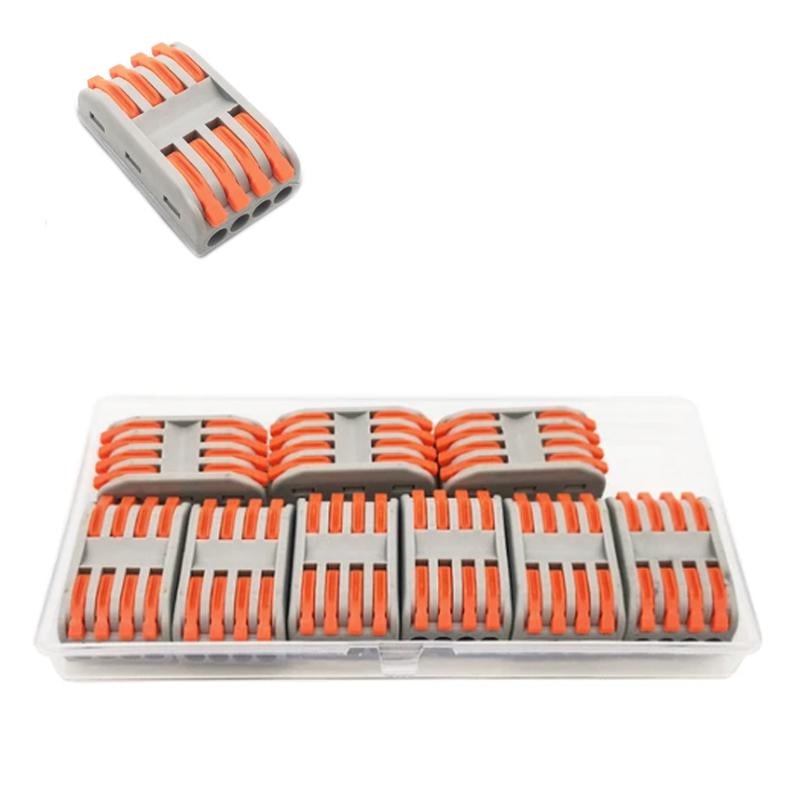 Набор клемм Tactix 0,08-4 мм2 32А 4х1-4х1 проходная одинарная 40х24х14,5 мм 9 шт. Оранжевый (CT424-9box)