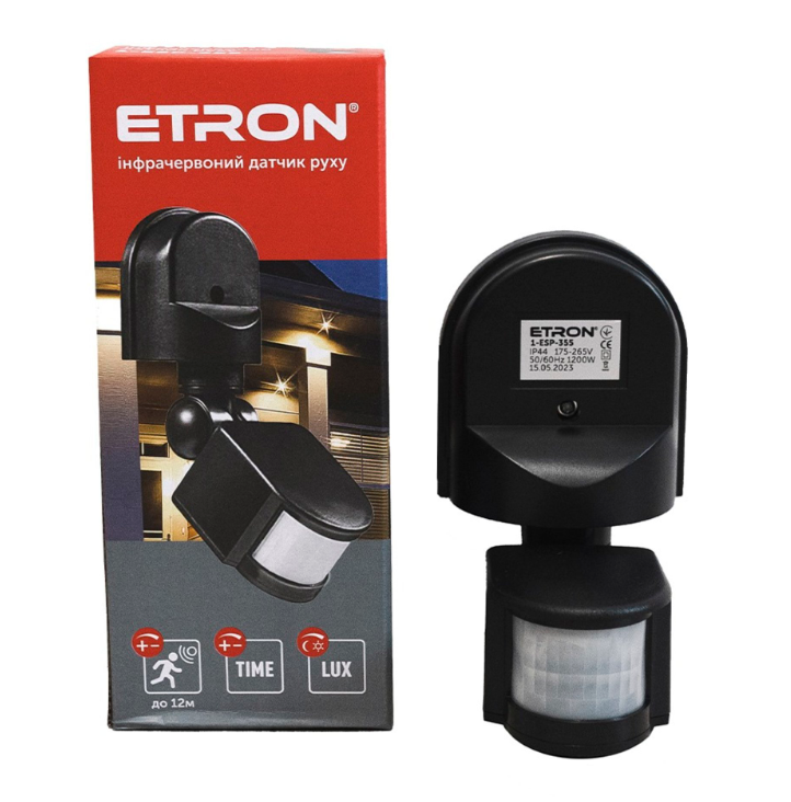 Датчик движения инфракрасный ETRON Sensor 1-ESP-355 230V IP44 с датчиком освещенности (Х1912)