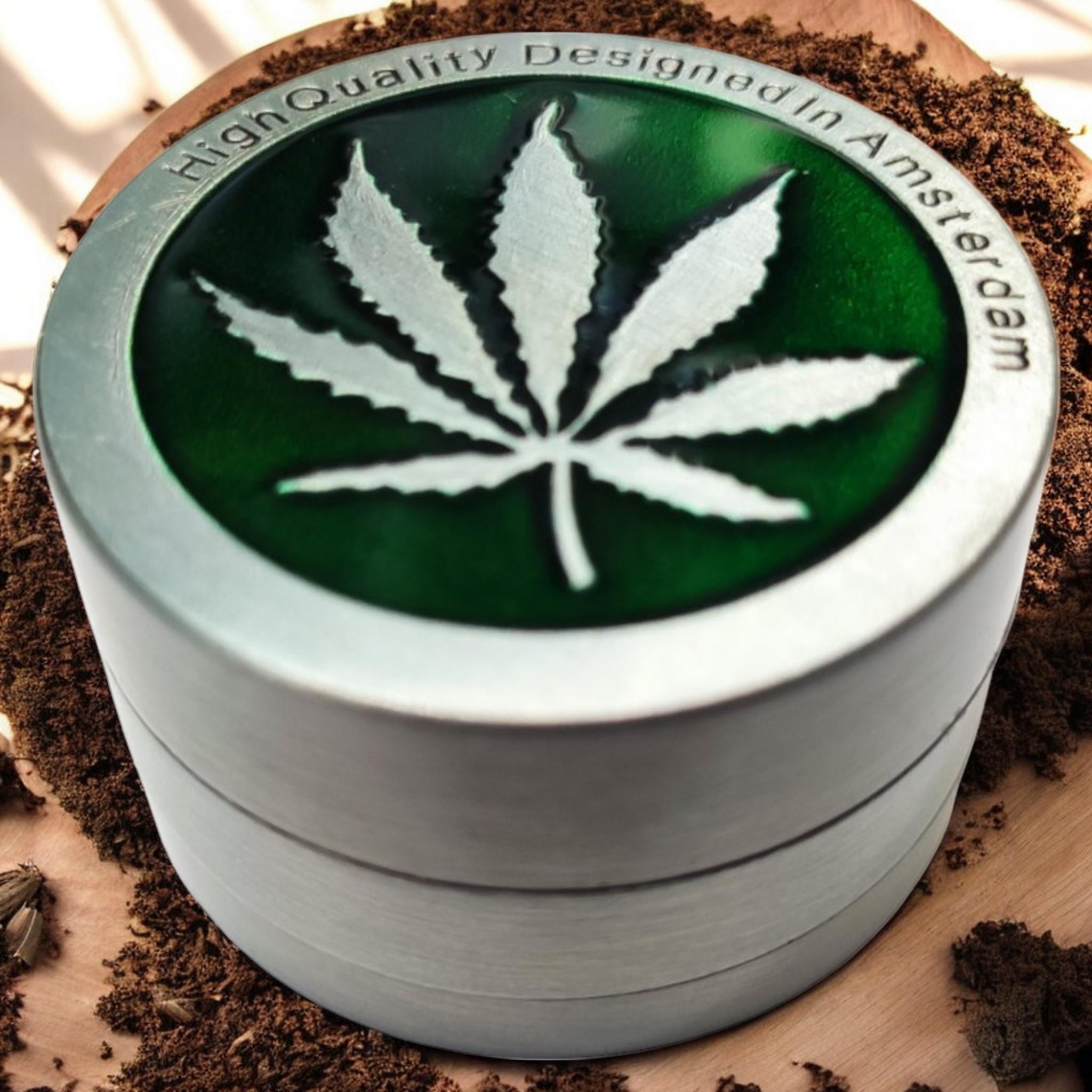 Гриндер для подрібнення тютюну Grinder Grinder Hemp Leaf Silver Green