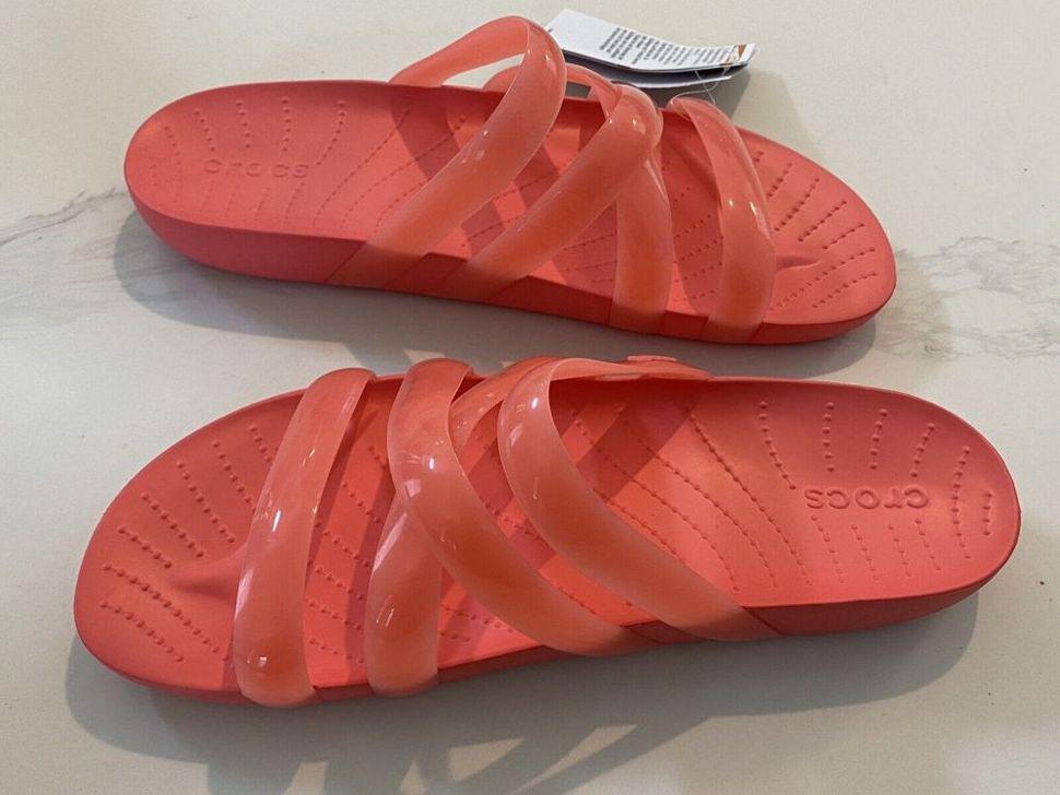 Шльопанці жіночі утеплені Crocs Splash Glossy Strappy Sandal Neon Watermelon р. 37-38 Помаранчевий (14841) - фото 6 Шльопанці жіночі утеплені Crocs Splash Glossy Strappy Sandal Neon Watermelon р. 37-38 Помаранчевий (14841) - фото 6