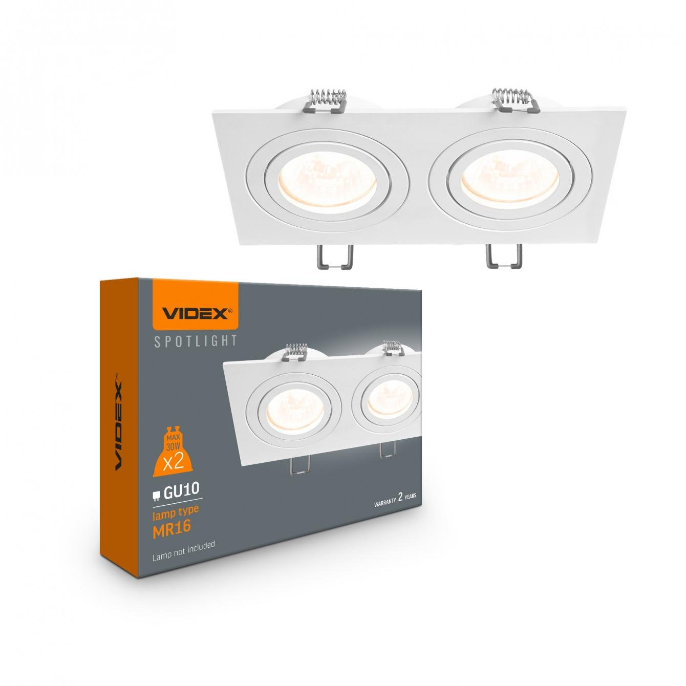 Спот врезной Videx VL-SPF23S-W под лампу 2xGU10 Белый (VL-SPF23S-W)