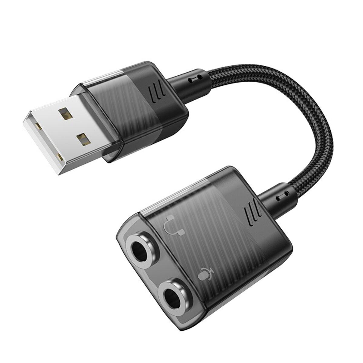 Переходник Hoco LS37 2в1 USB to 3,5 мм 15 см Balck (18646579) - фото 2