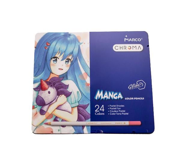 Олівці Chroma Manga пастельні 24 кольори в металевому кейсі