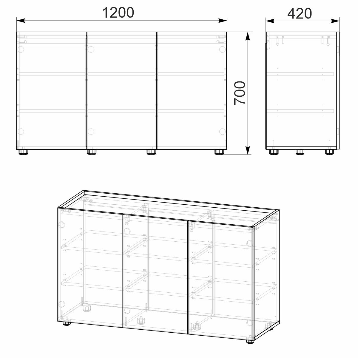 Комод Компаніт МГ-6 тумба-2 120х42х70 см Горіх екко (60a5186dbd4b7973841a5956) - фото 2 Комод Компаніт МГ-6 тумба-2 120х42х70 см Горіх екко (60a5186dbd4b7973841a5956) - фото 2