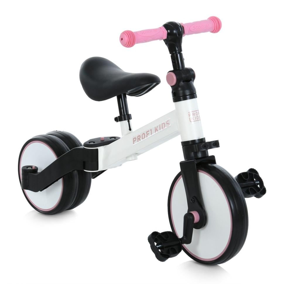 Биговел детский PROFI KIDS Трансформер 4в1 10" Белый/Розовый (BT-168-B-88)