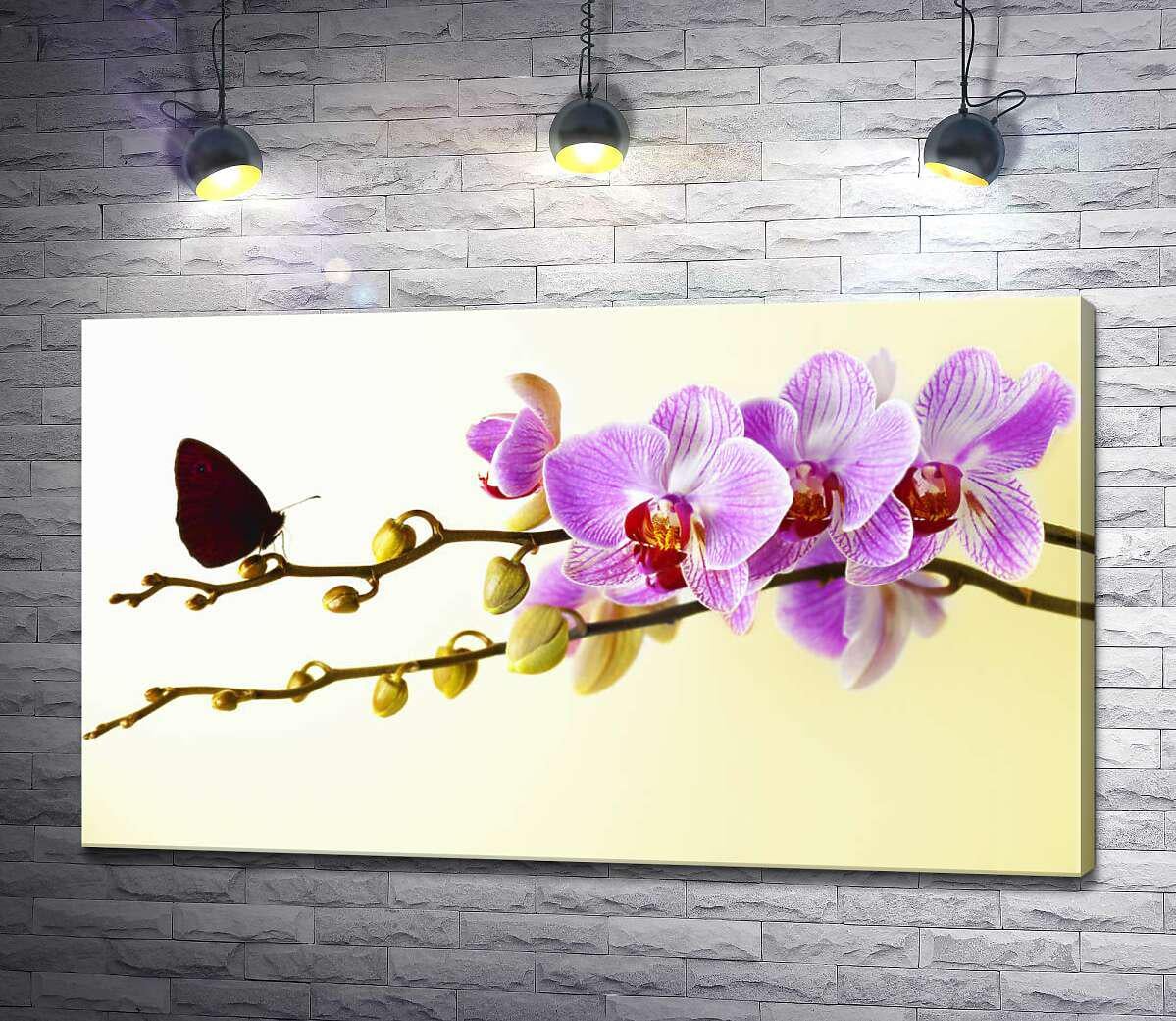 Картина ArtPoster Червоний метелик сів на бутон бузкової орхідеї 100x59 см Модуль №1 (001273)