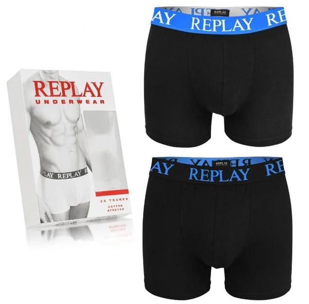 Труси-боксери чоловічі анатомічні Replay 2 шт. S Чорний/Синій (5667868) - фото 2 Труси-боксери чоловічі анатомічні Replay 2 шт. S Чорний/Синій (5667868) - фото 2