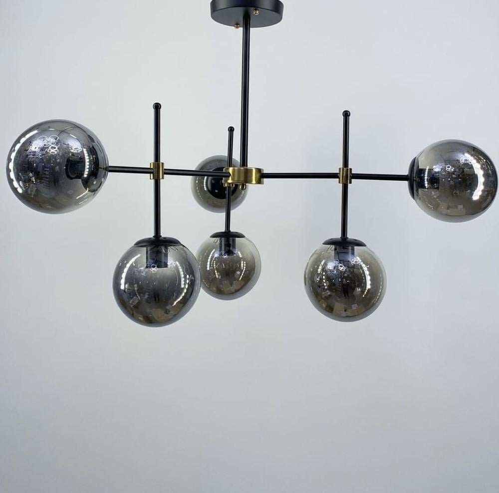 Светильник на 6 плафонов с регулируемыми рожками Черный (2007 BK/BK)