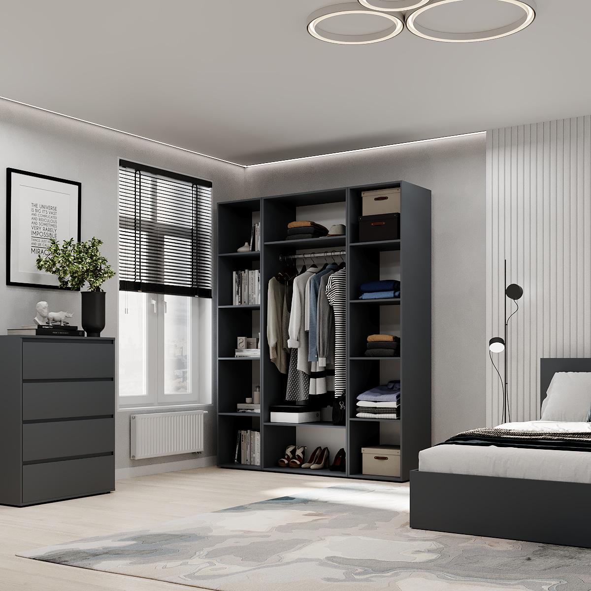 Шкаф распашной комбинированный ART IN HEAD №16 Light 1600x500x2200 мм Графит серый (GALTK0167000000) - фото 4