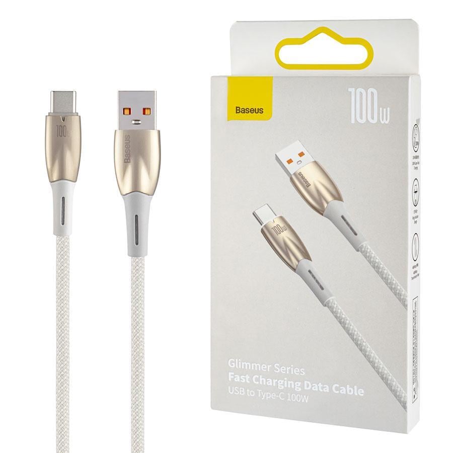 Кабель BASEUS Glimmer Series Fast Charging Data Cable USB to Type-C 100W 1 м White (CADH000402)